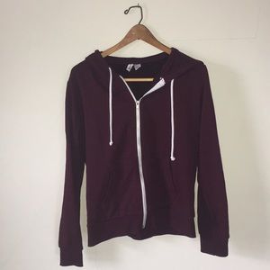 Maroon H&M Basic zip up hoodie